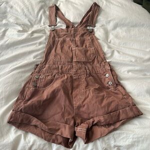 Free People Pink Denim Overall Shorts - XS